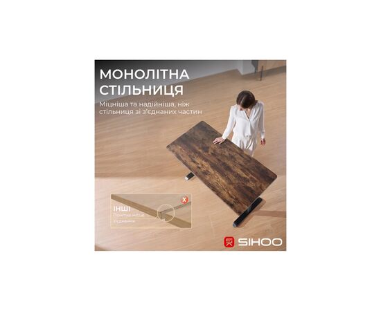 Комп'ютерний стіл Sihoo D03 Walnut/Black (D03-104/D03-108), зображення 10