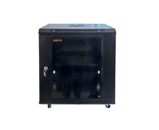 Шкаф настенный GEAR 15U 19" 600x600x750 мм, + полка 19", black (GWMSN-15U-600-600)