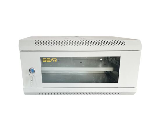 Шкаф настенный GEAR 4U 19" 600x600x240 мм, + полка 19", grey (GWMSN-4U-600-600G)