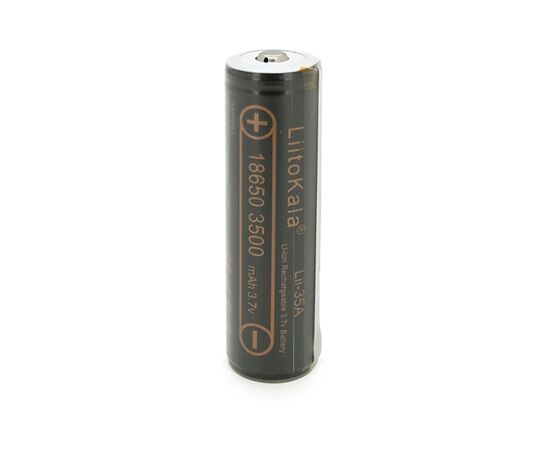 Аккумулятор 18650 3500mah (3300-3500mah), Protected, 3.7V(2.75-4.2V), Black Liitokala (Lii-35A-PCB)
