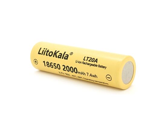 Аккумулятор 18650 2000mah (1900-2000mah), 3.7V(2.75-4.2V), Yellow Liitokala (Lii-LT20A), изображение 2