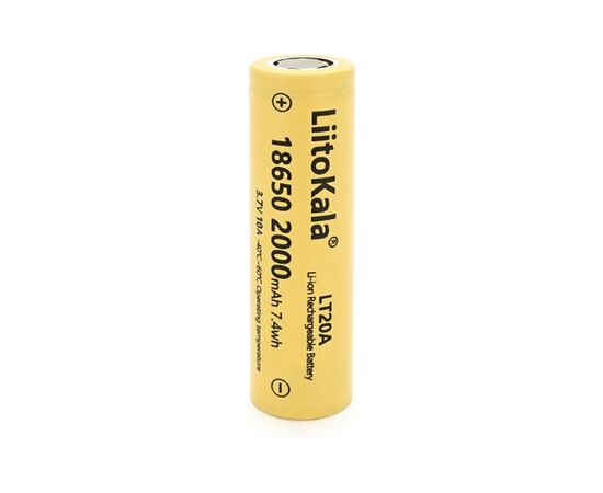 Аккумулятор 18650 2000mah (1900-2000mah), 3.7V(2.75-4.2V), Yellow Liitokala (Lii-LT20A)