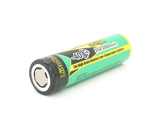 Аккумулятор 18650 2800mAh, 35A, 3.7V(2.5-4.2V), LowTemp-40-60, Black/Green Liitokala (Lii-LT28A), изображение 2