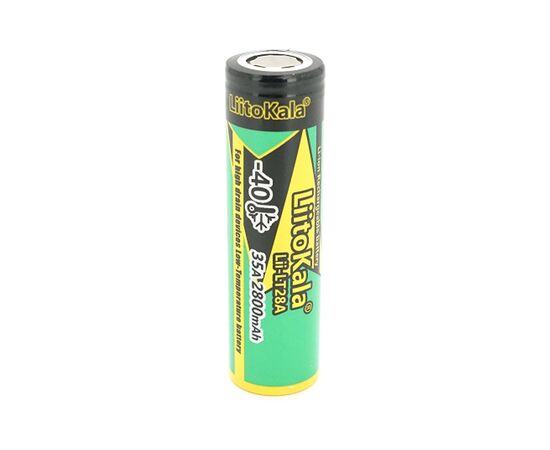 Аккумулятор 18650 2800mAh, 35A, 3.7V(2.5-4.2V), LowTemp-40-60, Black/Green Liitokala (Lii-LT28A)
