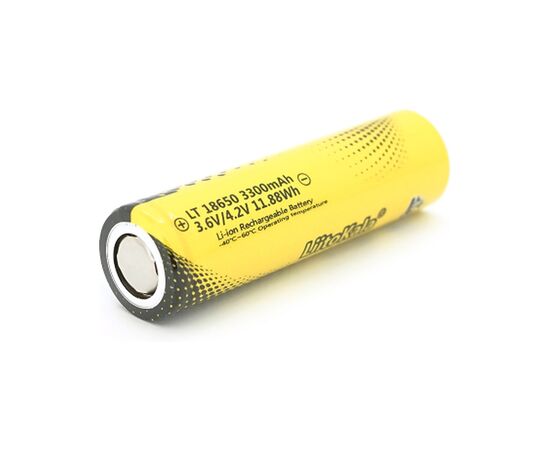 Аккумулятор 18650 3300mAh, 3.7V(2.5-4.2V), LowTemp-40-60, Black/Yellow Liitokala (Lii-LT33A), изображение 3