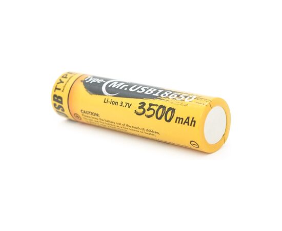 Аккумулятор 18650 3500mah (3400-3500mah), 3.7V(2.7-4.2V), Type-C, 72*18.6mm, Yellow Liitokala (USB-18-T35), изображение 3