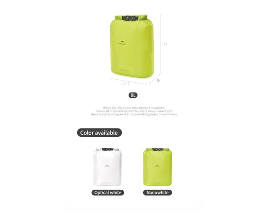 Гермомішок Naturehike CNK2550XB012, 8 л, білий (6977465868367), зображення 2