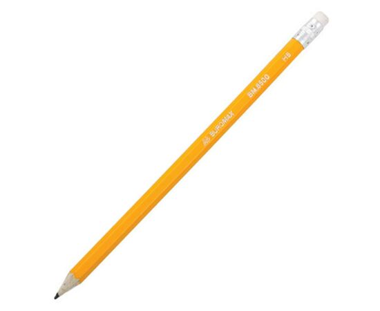 Олівець графітний Buromax HB, with eraser, yellow, tube, JOBMAX (BM.8500)