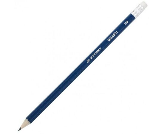 Карандаш графитный Buromax НВ, with eraser, assorted colors, tube (BM.8501)