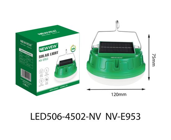 Фонарь NEWVEW NV-E953 50W Solar Panel 3600mAh Green (NWVW-NV-E953-GN), изображение 6