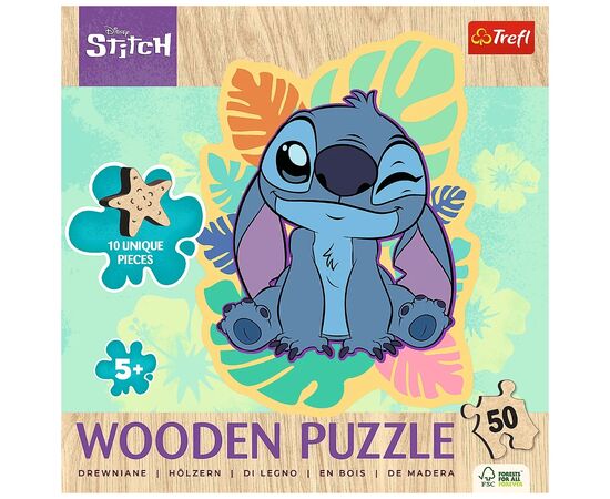 Пазл Trefl Wooden Lilo&Stitch Счастливый Стич, 50 элементов (5900511202816), изображение 3