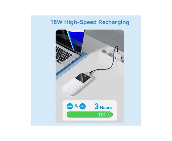 Батарея універсальна Vention 10000 mAh 22.5W Black LED Display Type (FHKB0), зображення 10
