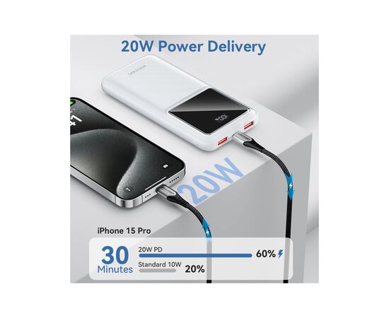 Батарея універсальна Vention 10000 mAh 22.5W Black LED Display Type (FHKB0), зображення 8