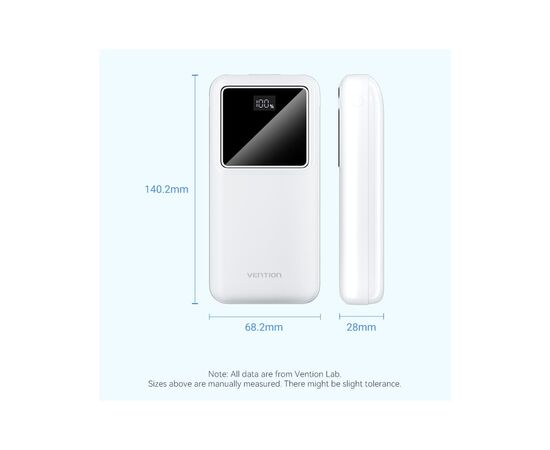 Батарея универсальная Vention 20000 mAh 22.5W Black LED Display Type (FHLB0), изображение 2