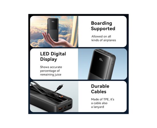 Батарея универсальная Vention 20000 mAh 22.5W with Built-in USB-C and Lightning Cables (FHPB0), изображение 6