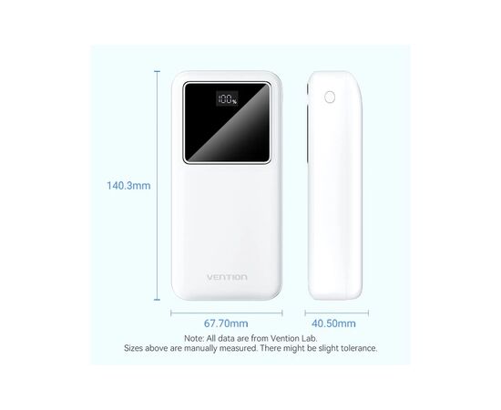 Батарея універсальна Vention 30000 mAh 22.5W Black LED Display Type (FHMB0), зображення 3