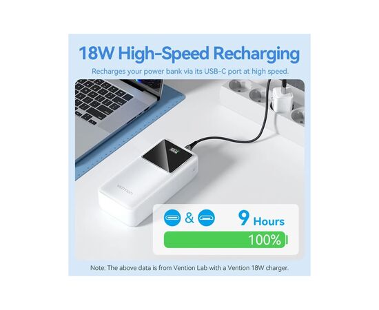 Батарея універсальна Vention 30000 mAh 22.5W Black LED Display Type (FHMB0), зображення 8