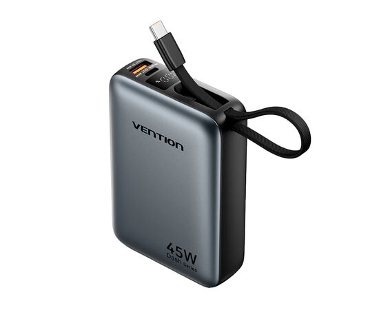 Батарея универсальная Vention 20000 mAh 45W Mini with Built-in USB-C Cable Gray (FHGH0)