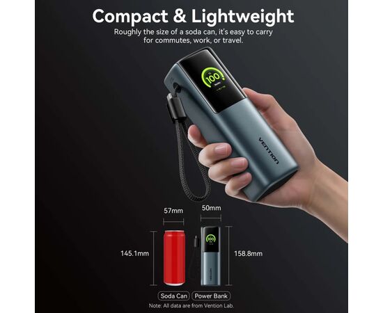 Батарея универсальная Vention 20000 mAh 165W Gray TFT Display Type (FKFH0), изображение 12