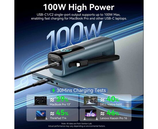 Батарея универсальная Vention 20000 mAh 165W Gray TFT Display Type (FKFH0), изображение 7
