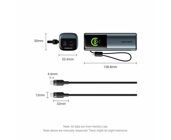 Батарея універсальна Vention 27000 mAh 200W Gray TFT Display Type (FKGH0), зображення 2