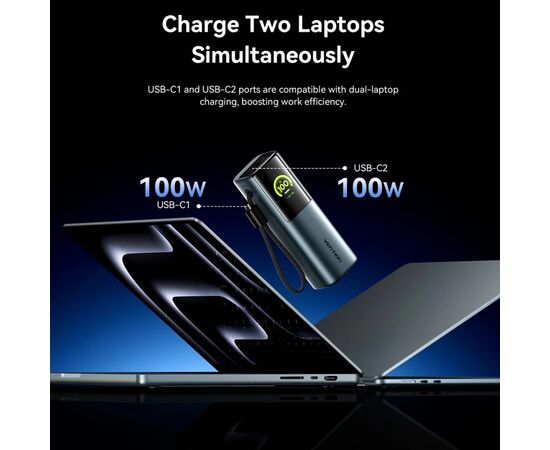 Батарея універсальна Vention 27000 mAh 200W Gray TFT Display Type (FKGH0), зображення 8