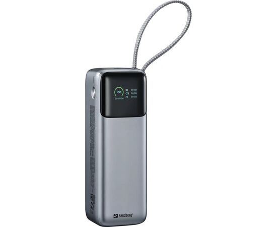 Батарея универсальная Sandberg 27000mAh 140W+100W PD/140W, with built-in Type-C cable 140W (421-31), изображение 2