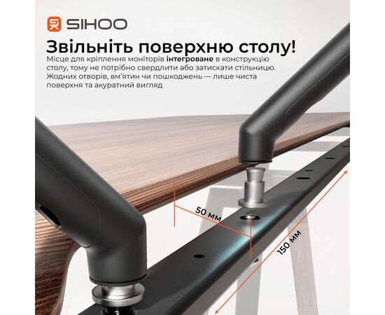 Компьютерный стол Sihoo с электрорегулировкой высоты D07 1.6m Walnut/Black (D07B-101/D07J-101-AB), изображение 9