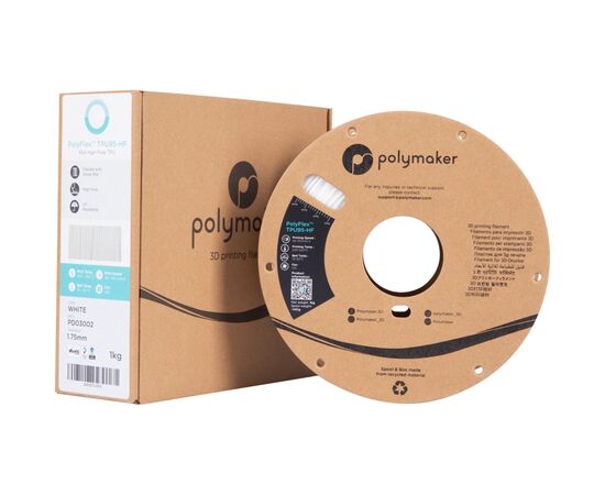 Пластик для 3D-принтера Polymaker TPU-95A HIGH SPEED 1,75mm 1kg WHITE (PD03002), изображение 2