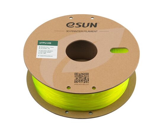 Пластик для 3D-принтера eSUN TPU HIGH SPEED 1,75mm 1kg FLUORES YELLOW (TPU-HS175F-Y1P1), изображение 2