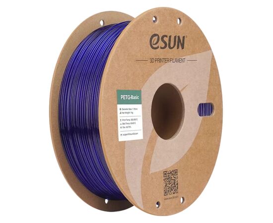 Пластик для 3D-принтера eSUN PETG BASIC Translucent 1,75mm 1kg BLUE (PETG-BASIC175T-U1P1)