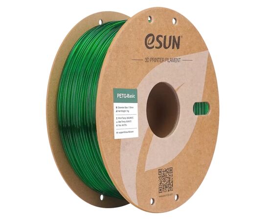 Пластик для 3D-принтера eSUN PETG BASIC Translucent 1,75mm 1kg GREEN (PETG-BASIC175T-G1P1)