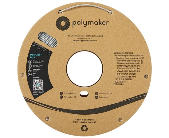 Пластик для 3D-принтера Polymaker PLA POLYLITE 1,75mm 1kg GREY (PA02003), зображення 2