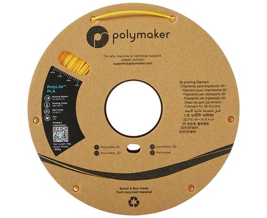 Пластик для 3D-принтера Polymaker PLA POLYLITE 1,75mm 1kg YELLOW (PA02007), зображення 2