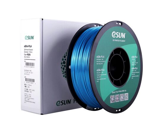 Пластик для 3D-принтера eSUN eSilk-PLA 1кг, 1.75мм, cyan (ESILK-PLA175CY1), зображення 4