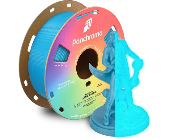 Пластик для 3D-принтера Polymaker PLA PANCHROMA LUMINOUS 1,75mm 1kg BLUE (CA02031), изображение 2