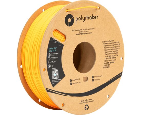 Пластик для 3D-принтера Polymaker PLA POLYLITE LW 1.75 mm 0,8kg BRIGHT ORANGE (PA08007)