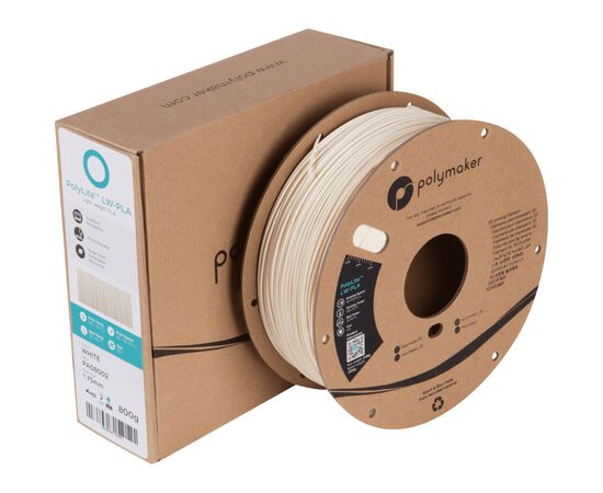 Пластик для 3D-принтера Polymaker PLA POLYLITE LW 1.75 mm 0,8kg WHITE (PA08002), изображение 3
