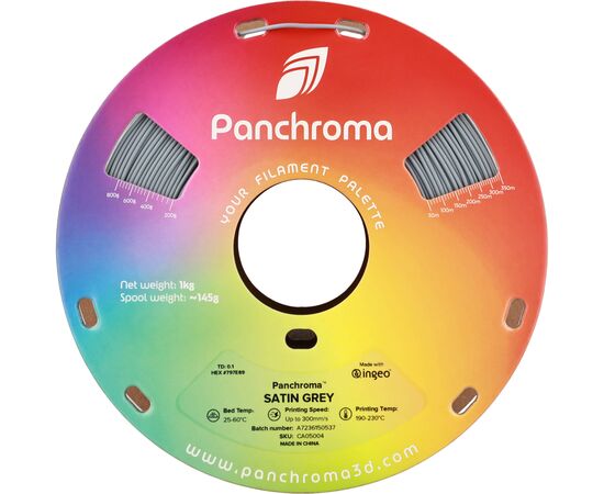 Пластик для 3D-принтера Polymaker PLA PANCHROMA SATIN 1,75mm 1kg GREY (CA05004), изображение 2