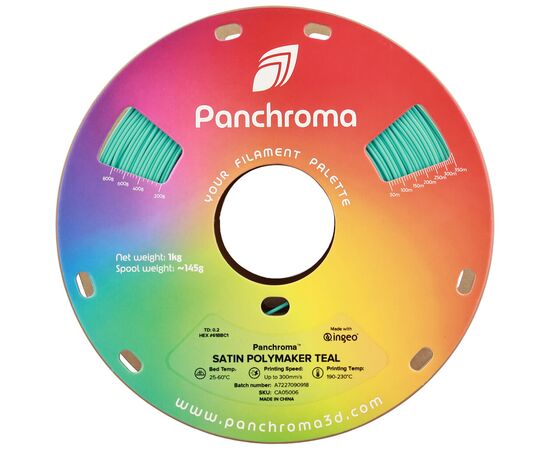 Пластик для 3D-принтера Polymaker PLA PANCHROMA SATIN 1,75mm 1kg TEAL (CA05006), изображение 2