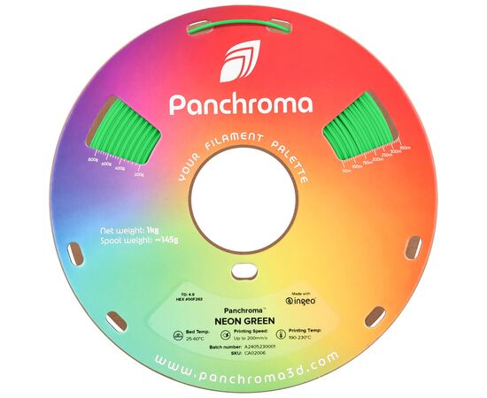 Пластик для 3D-принтера Polymaker PLA PANCHROMA NEON 1,75mm 1kg GREEN (CA02006), изображение 2