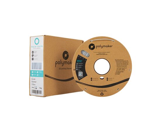 Пластик для 3D-принтера Polymaker PLA POLYLITE PRO 1,75mm 1kg METALLIC SILVER (PA07007), изображение 3