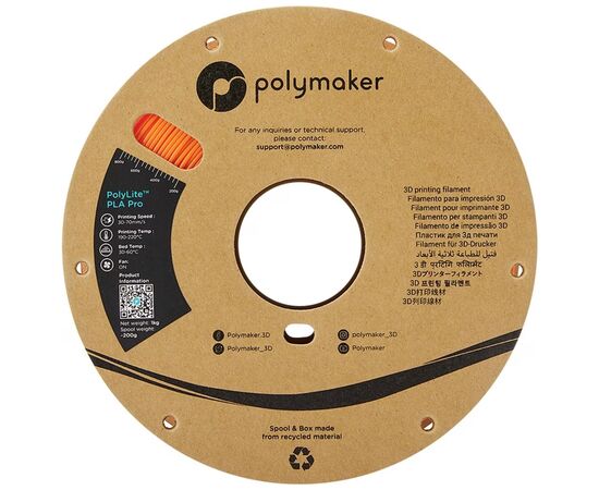Пластик для 3D-принтера Polymaker PLA POLYLITE PRO 1,75mm 1kg ORANGE (PA07010), изображение 2