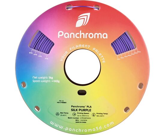 Пластик для 3D-принтера Polymaker PLA PANCHROMA SILK 1,75mm 1kg PURPLE (CA03014), изображение 2