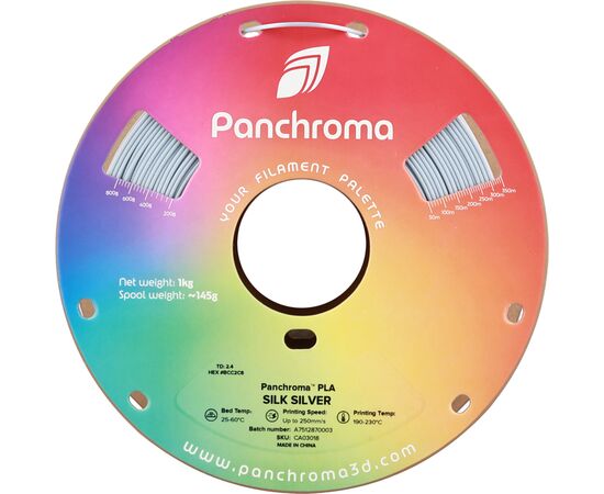 Пластик для 3D-принтера Polymaker PLA PANCHROMA SILK 1,75mm 1kg SILVER (CA03018), изображение 2