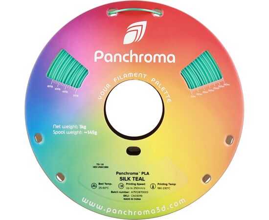 Пластик для 3D-принтера Polymaker PLA PANCHROMA SILK 1,75mm 1kg TEAL (CA03019), изображение 2