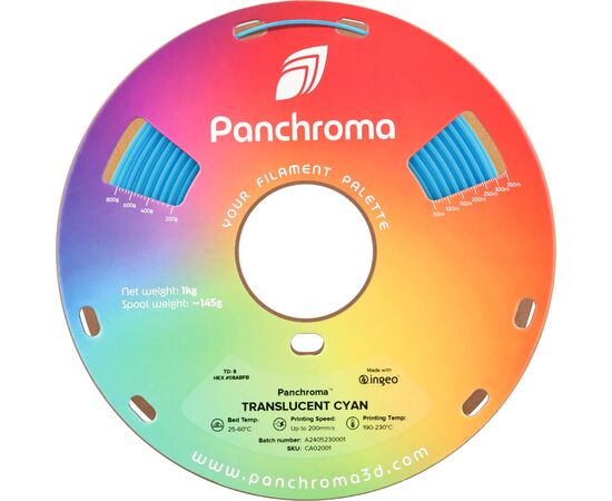 Пластик для 3D-принтера Polymaker PLA PANCHROMA TRANSLUCENT 1,75mm 1kg CYAN (CA02001), изображение 2