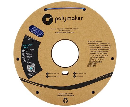 Пластик для 3D-принтера Polymaker ABS POLYLITE 1,75mm 1kg BLUE (PE01007), зображення 2