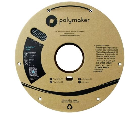 Пластик для 3D-принтера Polymaker ABS POLYLITE 1,75mm 1kg DARK GREY (PE01028), изображение 2