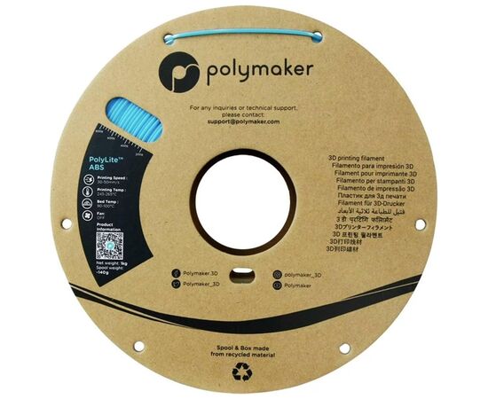 Пластик для 3D-принтера Polymaker ABS POLYLITE 1,75mm 1kg LIGHT BLUE (PE01031), изображение 2
